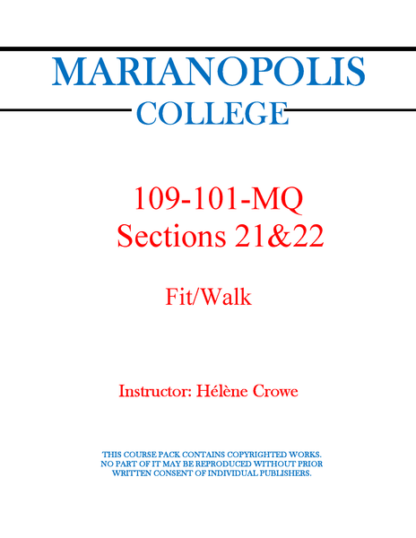 109-101-MQ Fit/Walk - Helene Crowe - Sections 21 & 22