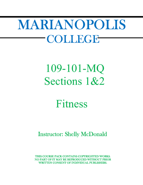 109-101-MQ  Fitness - Shelly McDonald Sections 1 & 2