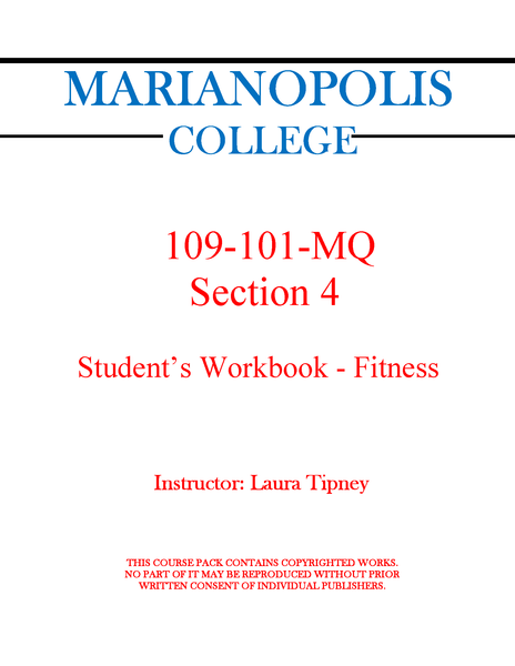 109-101-MQ Student's Workbook - Fitness - Laura Tipney -Laura Tipney - Section 4