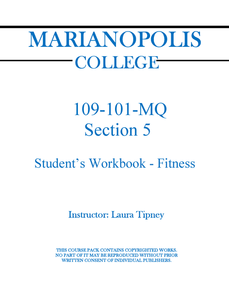 109-101-MQ Student's Workbook - Fitness - Laura Tipney - Section 5