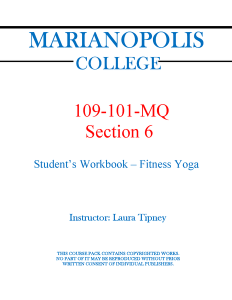 109-101-MQ Student's Workbook - Fitness Yoga - Laura Tipney - Section 6