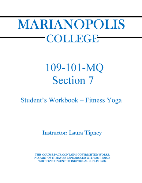 109-101-MQ Student's Workbook - Fitness Yoga - Laura Tipney - Section 7