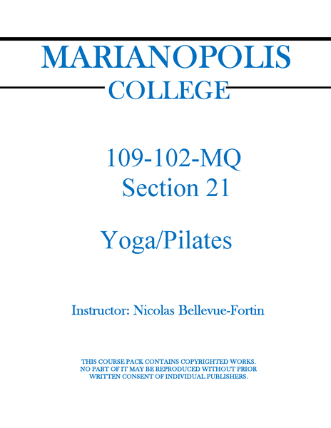 109-102-MQ Yoga/Pilates - Nicolas Bellevue-Fortin- Section 21