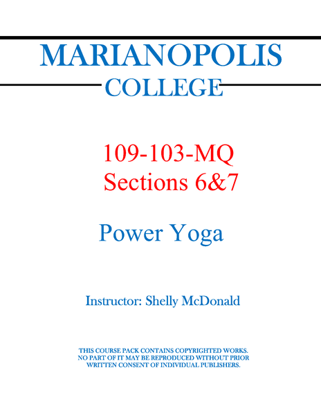 109-103-MQ Power Yoga - Shelly McDonald Sections 6 & 7