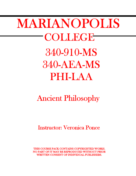 340-910-MS, 340-AEA-MS, PHI-LAA - Ancient Philosophy - Veronica Ponce
