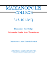 345-101-MQ - Humanities Knowledge: Understanding Canadian Society Through the Arts - Annie Khatchadourian