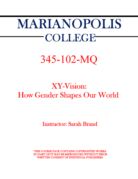 345-102-MQ - XY-Vision: How Gender Shapes Our World - Sarah Brand
