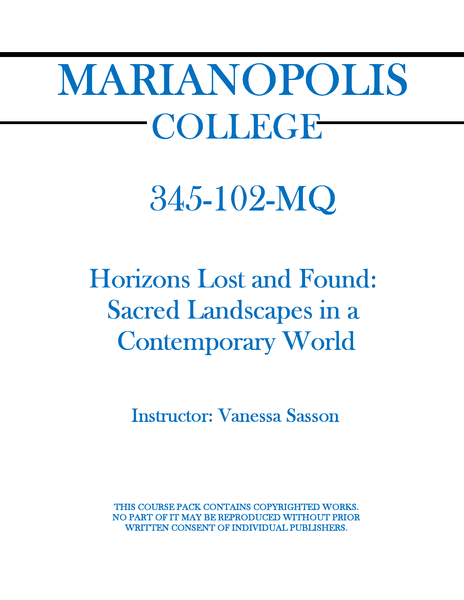 345-102-MQ - Horizons Lost and Found: Sacred Landscapes in a Contemporary World - Vanessa Sasson - PRINT ONLY!!! NO DIGITAL VERSION AVAILABLE FOR THIS COURSE