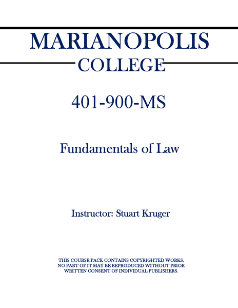 401-900-MS - Fundamentals of Law - Stuart Kruger