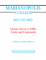 603-102-MQ - Literary Survey to 1800: Genre and Community - Andrew Burton