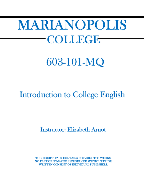 603-101-MQ - Introduction to College English - Liz Arnot
