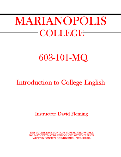 603-101-MQ - Introduction to College English - David Fleming