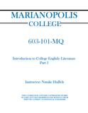 603-101-MQ - Introduction to College English: Literature - Part 1 AND Part 2 - Natalie Huffels