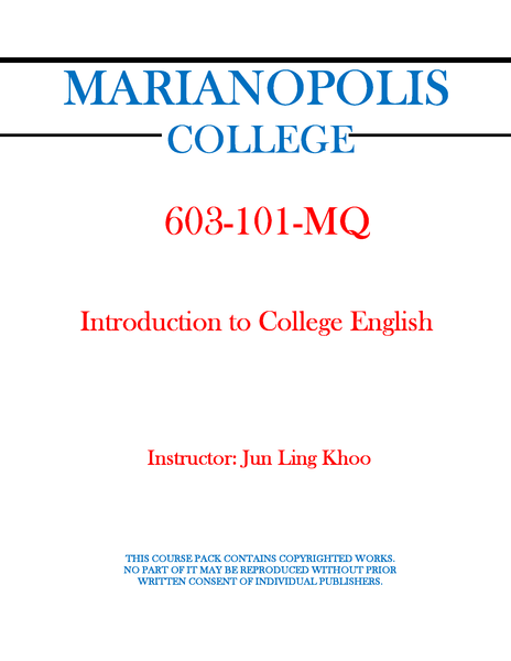 603-101-MQ - Introduction to College English - Jun Ling Khoo