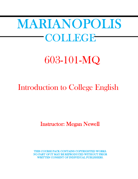 603-101-MQ - Introduction to College English - Megan Newell