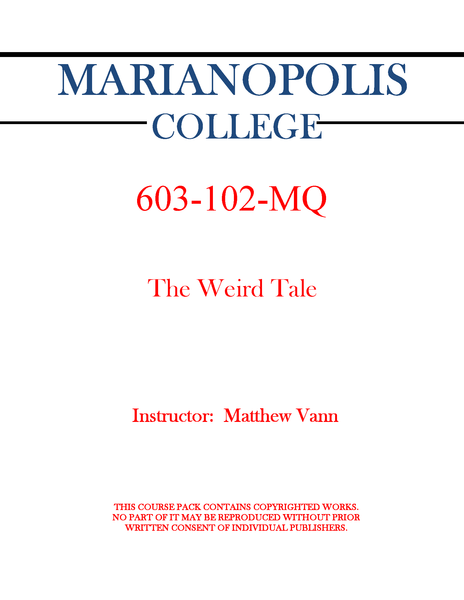 603-102-MQ - The Weird Tale - Matthew Vann