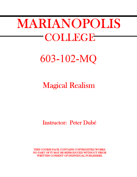 603-102-MQ - Magical Realism - Peter Dubé