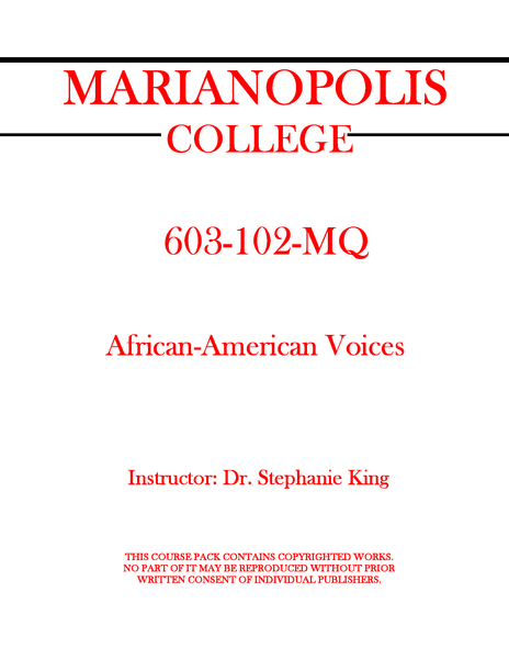 603-102-MQ - African-American Voices - Dr. Stephanie King