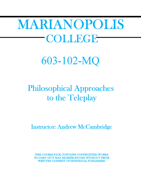 603-102-MQ - Philosophical Approaches to the Teleplay - Andrew McCambridge