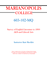 603-102-MQ - Survey of English Literature to 1800 - A&S and Liberal Arts - Kate Sheckler