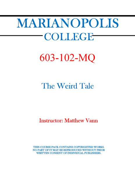 603-102-MQ - The Weird Tale - Matthew Vann