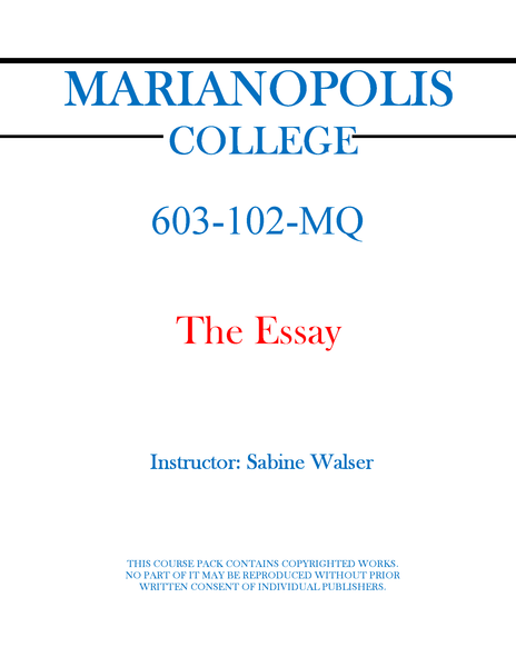 603-102-MQ - The Essay - Sabine Walser