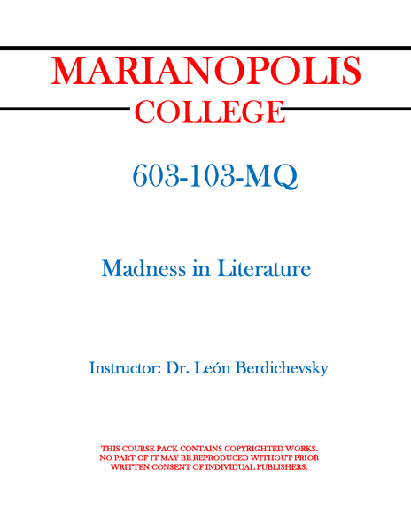 603-103-MQ - Madness in Literature - Leon Berdichevsky