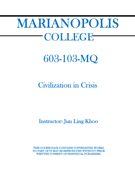 603-103-MQ - Civilization in Crisis - Jun Ling Khoo
