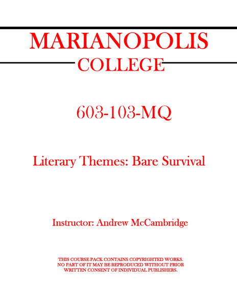 603-103-MQ - Literary Themes: Bare Survival - Andrew McCambridge