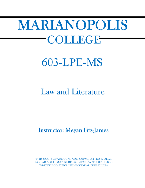 603-LPE-MS - Law and Literature - Megan Fitz-James