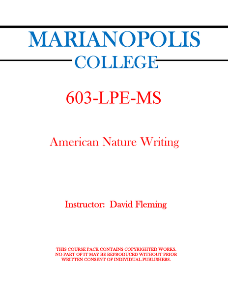 603-LPE-MS - American Nature Writing - David Fleming