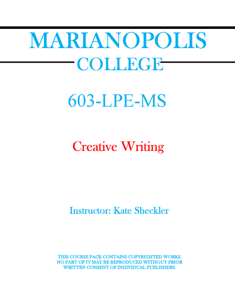 603-LPE-MS - Creative Writing - Kate Sheckler