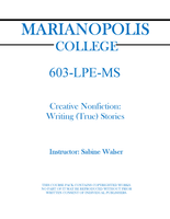 603-LPE-MS - Creative Nonfiction: Writing (True) Stories - Sabine Walser