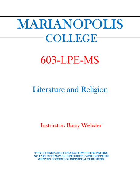 603-LPE-MS - Literature and Religion - Barry Webster